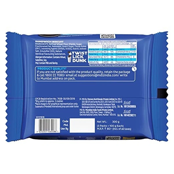 CADBURY Cadbury Oreo Original Chocolatey Sandwich Biscuits : 300 gms - 300 gms