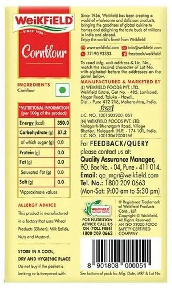 Weikfield Corn Flour (మొక్కజొన్న పిండి) : 500 gms - 500 GMS