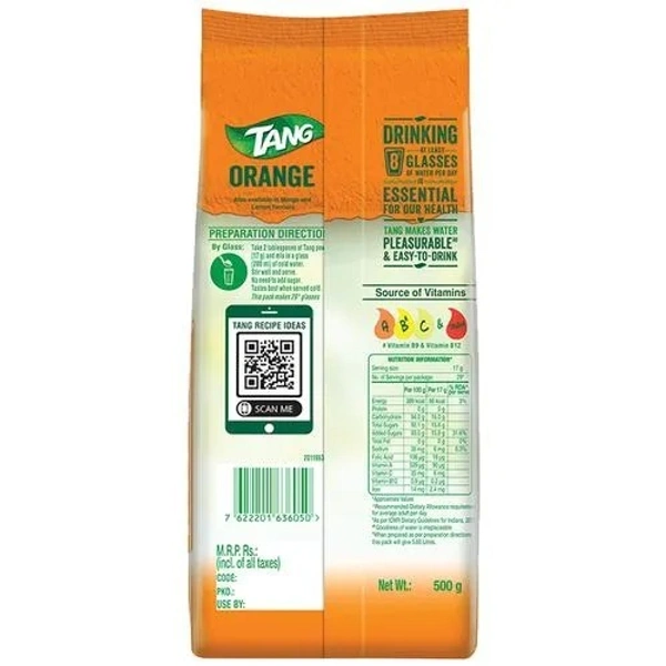 Tang Instant Drink Mix - Orange, 500 g Pouch - 500 gms, Orange