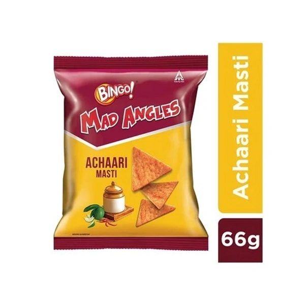 Bingo Mad Angles – Achaari Masti Chips Pe 66 G Pouch - 33 Gms - 66 gms