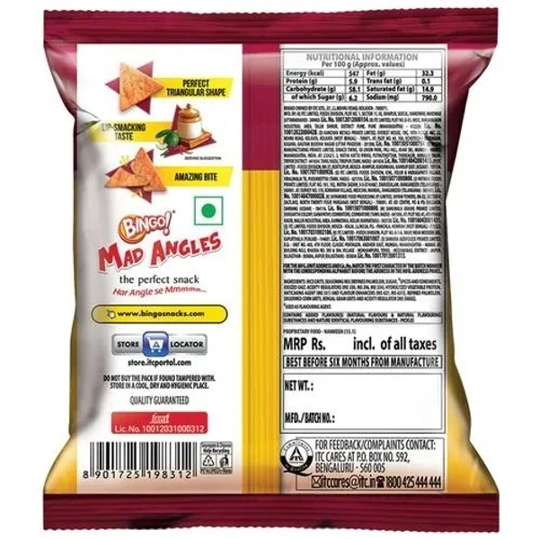 Bingo Mad Angles – Achaari Masti Chips Pe 66 G Pouch - 33 Gms - 66 gms