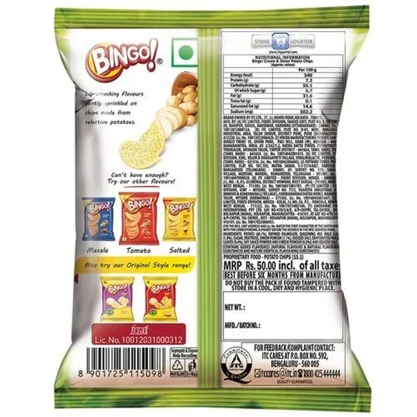 Bingo Cream & Onion Potato Chips : 100 gms - 100 Gms