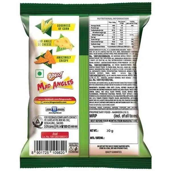 Bingo Mad Angles Nacho Chips - Cheese, 33 g - 33 gms