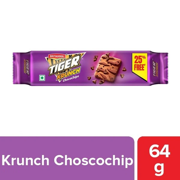 Britannia Tiger Krunch - Chocochip Biscuits 64 g - 64 gms