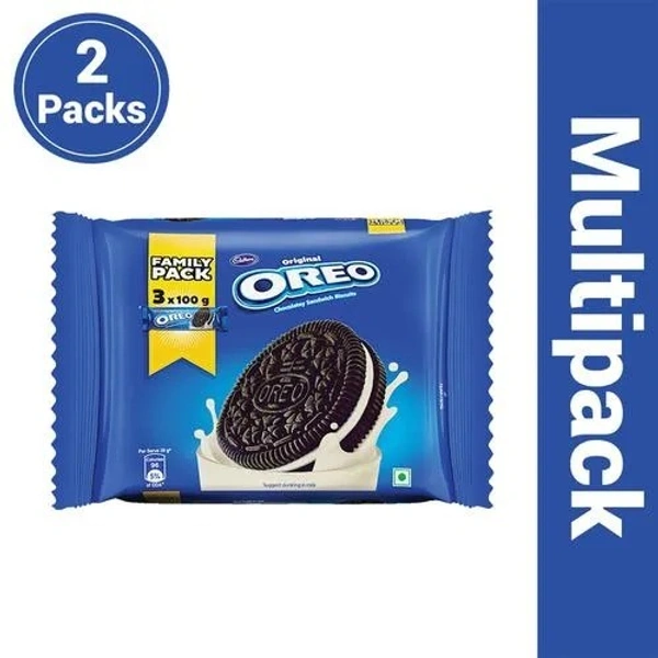 CADBURY Cadbury Oreo - Creme Biscuit, Vanilla, Family Pack, 300 g- Pack of 3, 2x300 g Multipack - 300 GMS