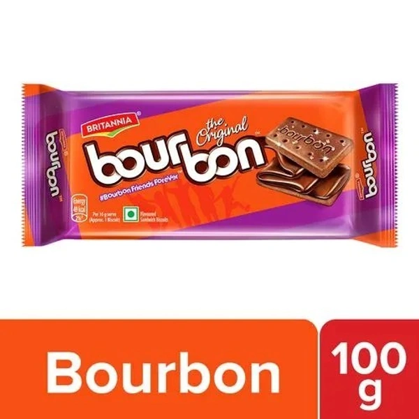 Britannia Bourbon Chocolate Cream Biscuits, 100 g - 100 gms