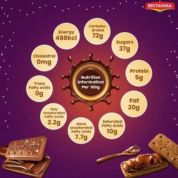 Britannia Bourbon Chocolate Cream Biscuits, 100 g - 100 gms