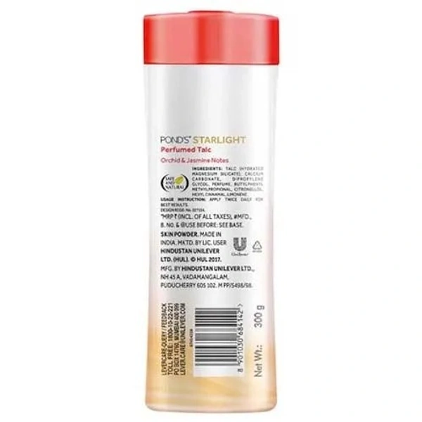 Pond's Starlight Talc : 300 gms - 300 gms, Jasmin & Orchid Notes