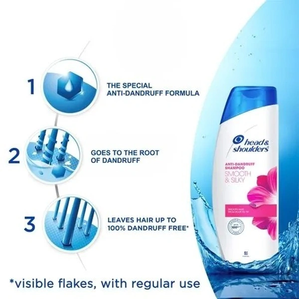 Head & shoulders Smooth & Silky Anti-Dandruff Shampoo  650 ML - 180 ML, Smooth & Silky