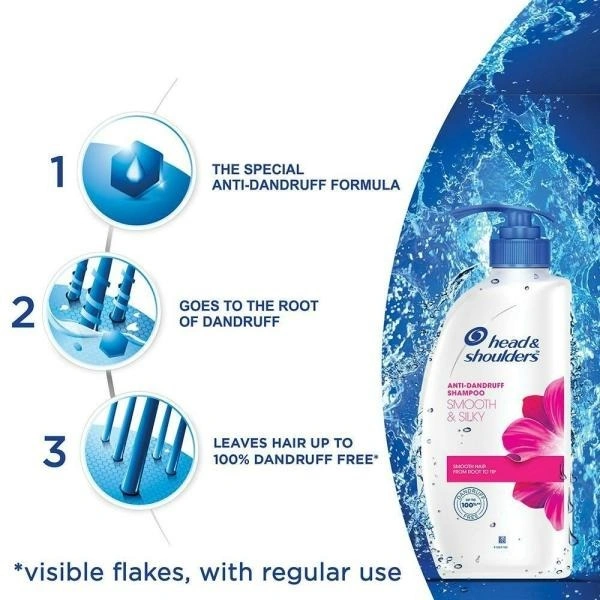 Head & shoulders Smooth & Silky Anti-Dandruff Shampoo  650 ML - 1 LITRE, Smooth & Silky