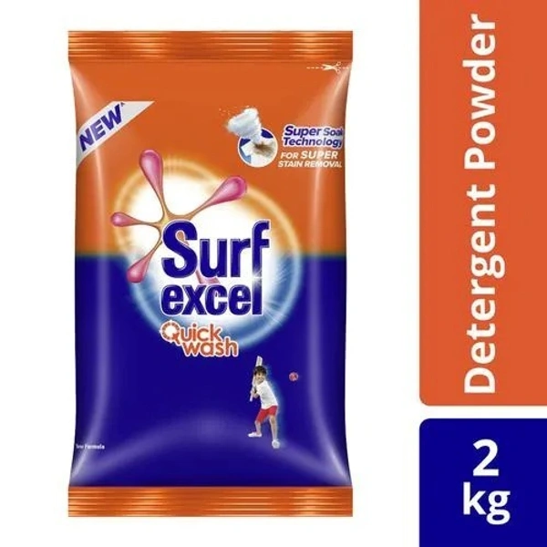Surf Excel Quick Wash Detergent Powder, 65 g Pouch - 2 KGS