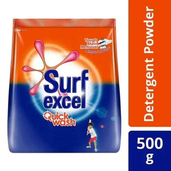 Surf Excel Quick Wash Detergent Powder, 65 g Pouch - 500 GMS