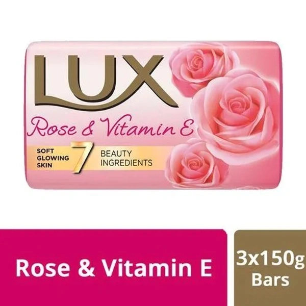 Lux Rose & Vitamin E Soap Bar, 150 g (Pack of 3) - 150 g (Pack of 3), Rose & Vitamin E