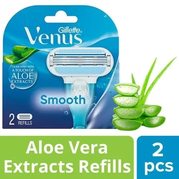 Gillette Venus Aloe Vera Razor Blades - Smooth, For Women  2 pcs - 2 pcs, Aloe Vera