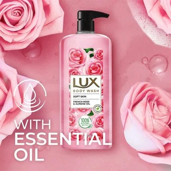 Lux Body Wash - With French Rose & Almond Oil, Soft Touch, 750 ml - 750 ml, French Rose & Almond Oil