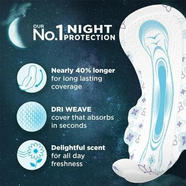 Whisper Ultra Overnight Sanitary Pads - Extra Large Wings, 7 pcs Pouch - XL+, 7 pcs