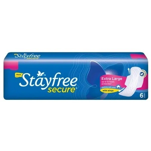 STAYFREE Sanitary Pads - Secure Xl Cottony Soft, with Wings, 6 pads - XL, 6 count (PACK OF 1)