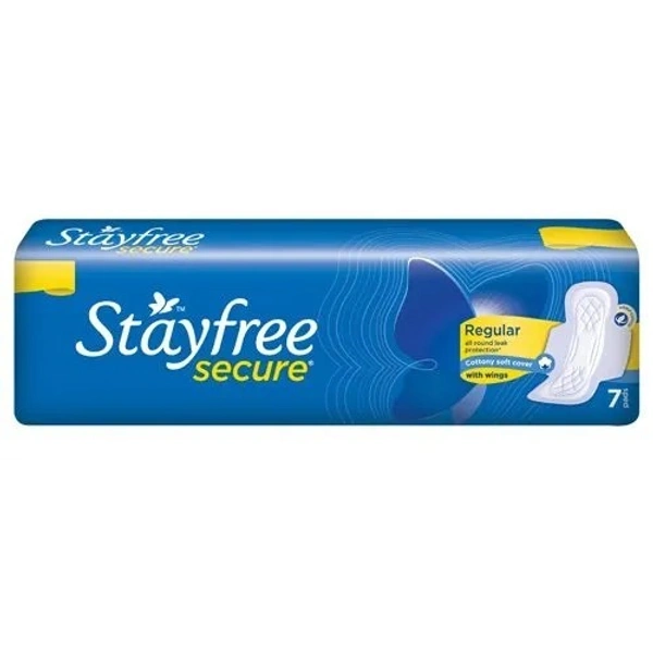 STAYFREE Secure Cottony Soft Sanitary Pads With Wings, 7 Pads - Regular, 7 PCS