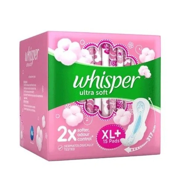 Whisper Ultra Soft Air Fresh Sanitary Pads - XL Plus, 15 pcs - XL Plus, 15 pcs