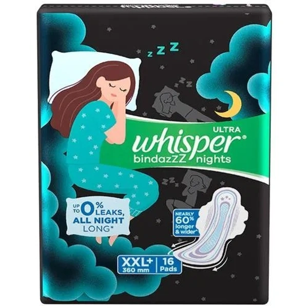 Whisper Ultra Overnight Sanitary Pad With Wings - XXL Plus, 16 pcs - XXL Plus, 16 pcs