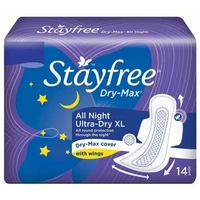 STAYFREE Dry-Max All Night XL - Sanitary Pads For Women, With Wings, 14 pcs - XL, 14 PCS