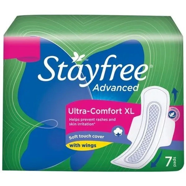 STAYFREE Sanitary Pads - Advanced Xl Soft Ultra-Thin, with Wings, 7 Pads - Xl, 7 PCS