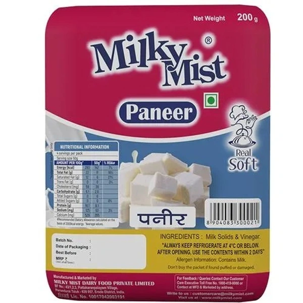 Milky Mist Paneer - Premium Fresh, 200 g Pouch - 500 GMS
