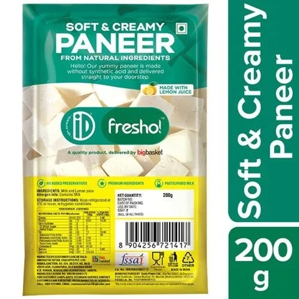 iD Fresho Soft & Creamy Paneer, 200 g - 200 GMS