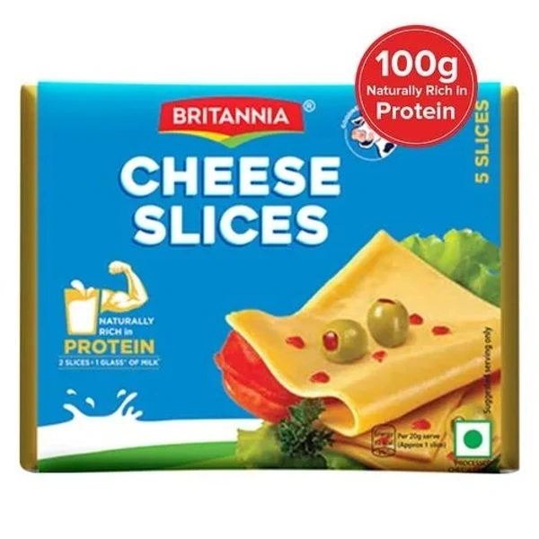 Britannia Processed Cheese Slice - Goodness of Cow's Milk, 100 g Pouch - 100 GMS