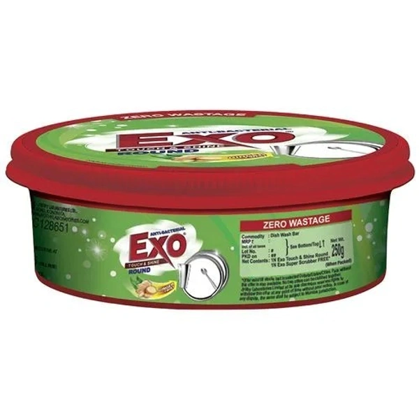 Exo Dishwash Bar - Anti-Bacterial, Round, 250 g - 250 gms
