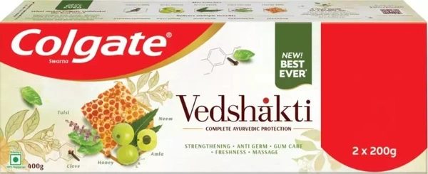 Colgate Swarna Vedshakti Toothpaste  300 g Pack of 2) - 300 g, Pack of 2, Vedshakti