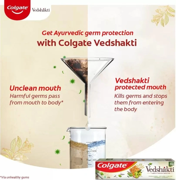 Colgate Swarna Vedshakti Toothpaste  300 g Pack of 2) - 300 g, Pack of 2, Vedshakti