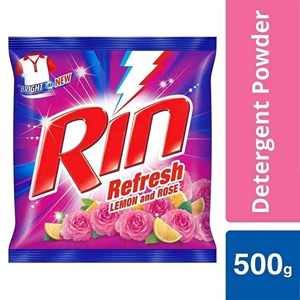 Rin Refresh Lemon & Rose Detergent Powder : 500 GMS - 500 GMS, Lemon & Rose