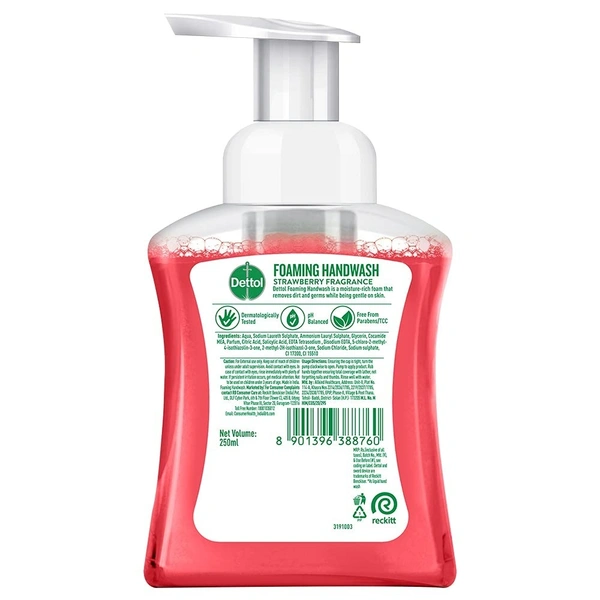 Dettol Foaming Handwash Pump - Strawberry, 250ml - 250 ml, Strawberry