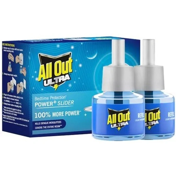All Out Ultra Mosquito Repellant Power + Fan Refill - 30% Faster Action, 45 ml (Pack of 2) - 45 ml (Pack of 2)