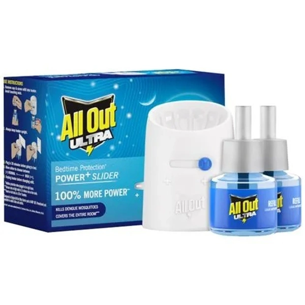 All Out Ultra Mosquito Repellant Combi Pack - Kills Dengue Mosquitoes, 3 pcs (Machine + 2 Refills) - Machine + 2 Refills