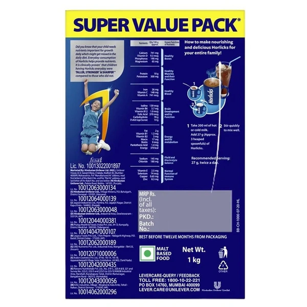 Horlicks Chocolate Delight Health Drink Refill : 1Kg - 1  KG, Chocolate