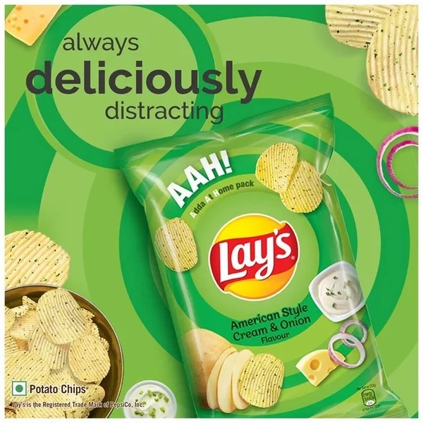 Lays American Style Cream & Onion Flavour Chips : 40 gms - 40 Gms, Cream & Onion
