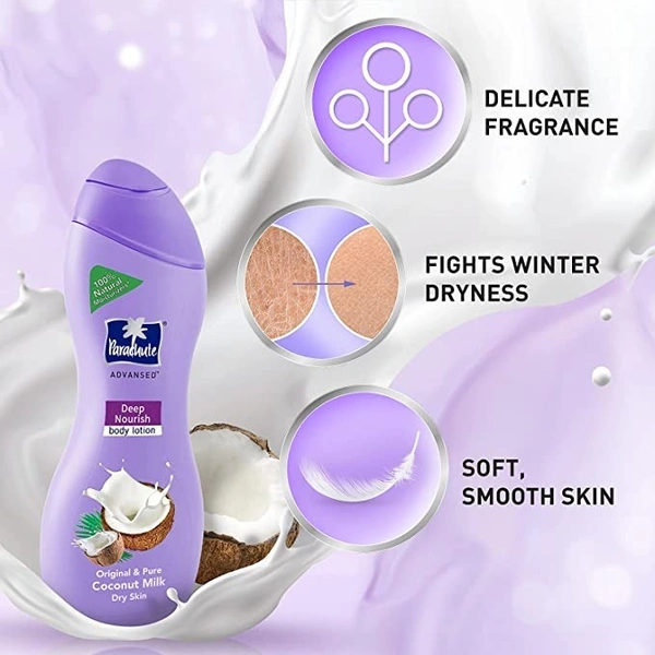 Parachute Advansed Deep Nourish Body Lotion for Women & Men, Dry Skin, 250ml  - 250 ml, Pure Coconut Milk