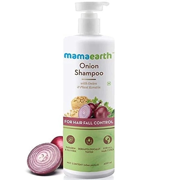 Mamaearth Onion Shampoo for Anti Hair Fall & Hair Growth with Onion Oil & Plant Keratin 400ml - 400 ml