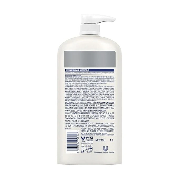 Dove Intense Repair Shampoo : 1 LITRE - 1 LITRE, Intense Repair