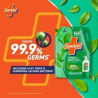 Savlon Herbal Sensitive Germ Protection Liquid | 90% Natural Origin|For Hands Hand Wash Refill Pouch  (1500 ml) - 1500 ML, Herbal sensitive