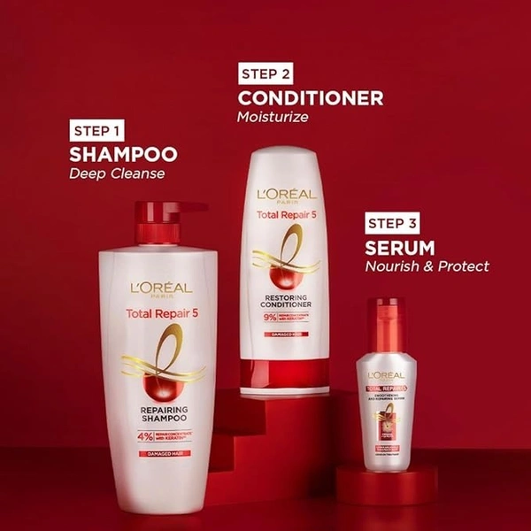 L'Oreal Paris Shampoo, For Damaged and Weak Hair, With Pro-Keratin + Ceramide, Total Repair 5, 1ltr - 1 Ltr