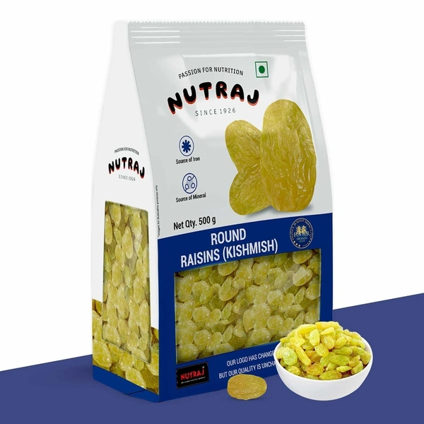 Nutraj Round Raisins (Khishmish) 500g - 500 gms