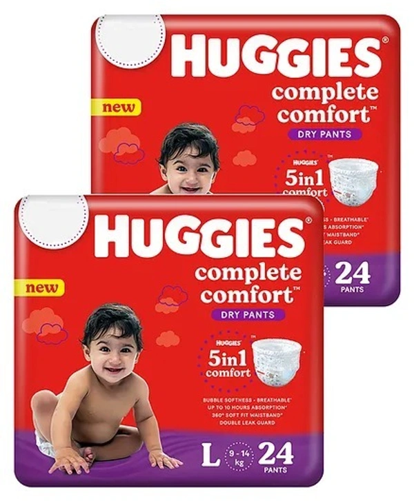 Huggies Complete Comfort 5in1 Dry Pants 24 pcs - L, 24 UNITS