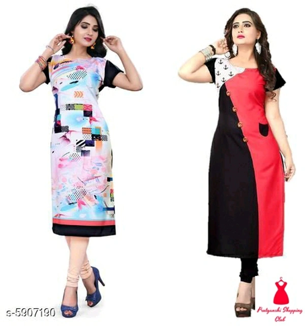 Crepe Prined Kurti ( Pack OF 2 )