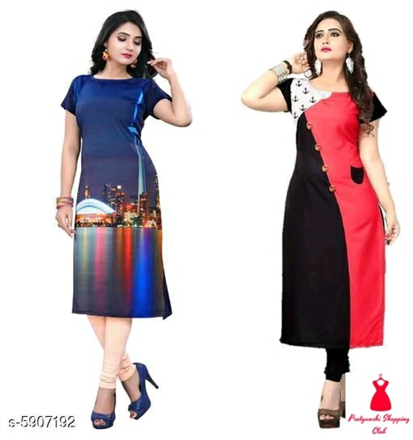 Crepe Prined Kurti ( Pack OF 2 )