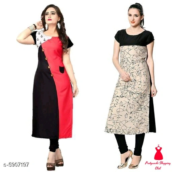 Crepe Prined Kurti ( Pack OF 2 )