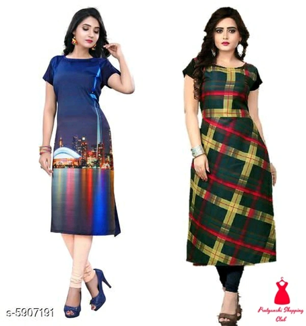 Crepe Prined Kurti ( Pack OF 2 )