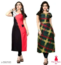 Crepe Prined Kurti ( Pack OF 2 )